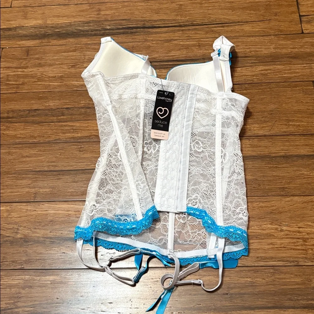 Lovehoney Lace Push-up Basque Top Lingerie White Blue Brand New NWT - Picture 5 of 6